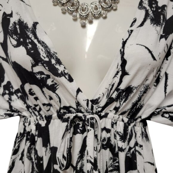 Marilyn Monroe Print Black White V Neck Short Sleeve Long Maxi Dress  Size S/M - Picture 2 of 14